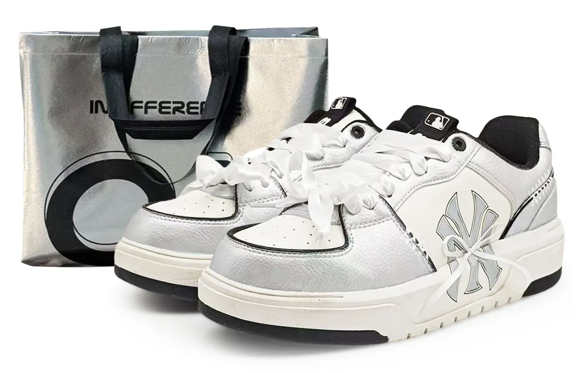MLB Chunky Liner Abrasion Resistant Low top Skateboard Shoes Unisex Silver White