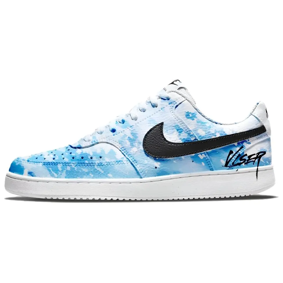 Nike Court Vision 1 University Blue Leather Low top Skateboard Shoes Unisex Blue White