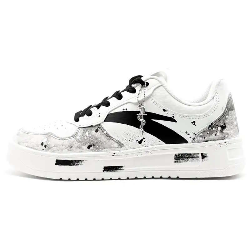 Anta Slip Resistant Abrasion Resistant Slip Resistant Abrasion Resistant Low top Skateboard Shoes Men's Black White