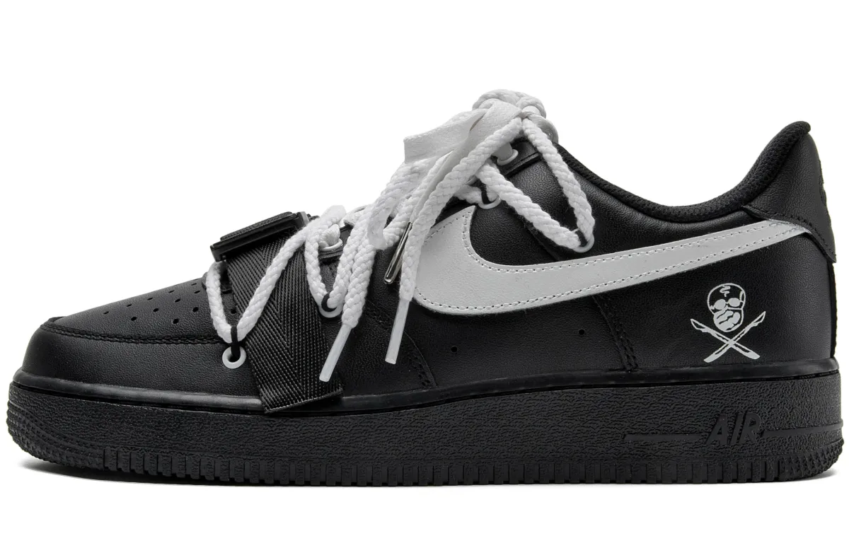 Nike Air Force 1 Abrasion Resistant Balance Low top Skateboard Shoes Unisex Black White