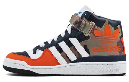 Adidas Originals FORUM Mid Rs Xi Abrasion Resistant Mid top Skateboard Shoes Men's Black Orange