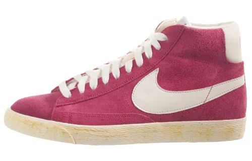 Nike Blazer Suede Slip Resistant Coverage Abrasion Resistant High top Skateboard Shoes Men's Pink White