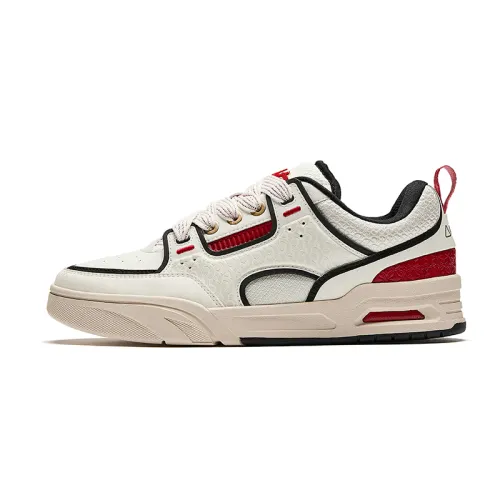 Anta Coverage Slip Resistant And Abrasion Resistant Low top Skateboard Shoes Men's Beige Black Red