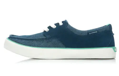 Li Ning Coverage Slip Resistant Lightweight Low top Skateboard Shoes Men's Blue White