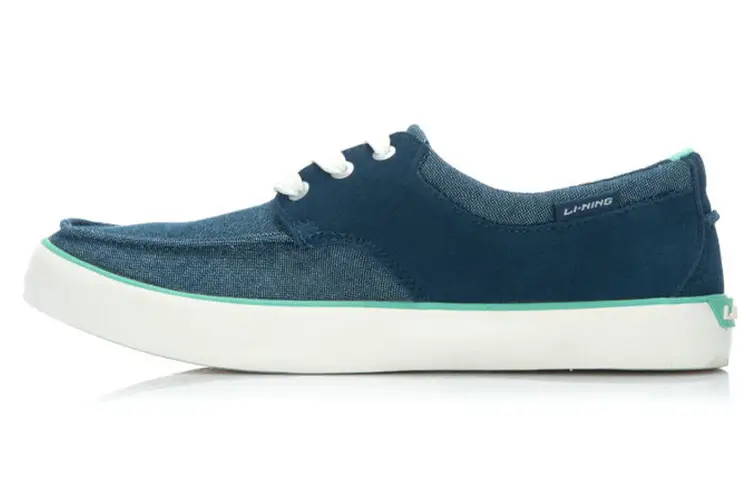 Li Ning Coverage Slip Resistant Lightweight Low top Skateboard Shoes Men's Blue White