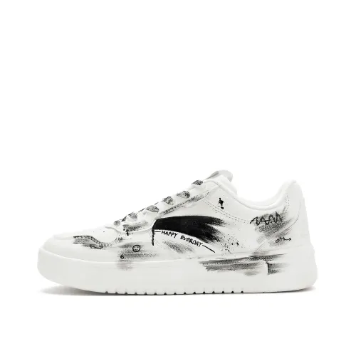 Anta Easy Slip Resistant Abrasion Resistant Balance Low top Skateboard Shoes Men's White Black