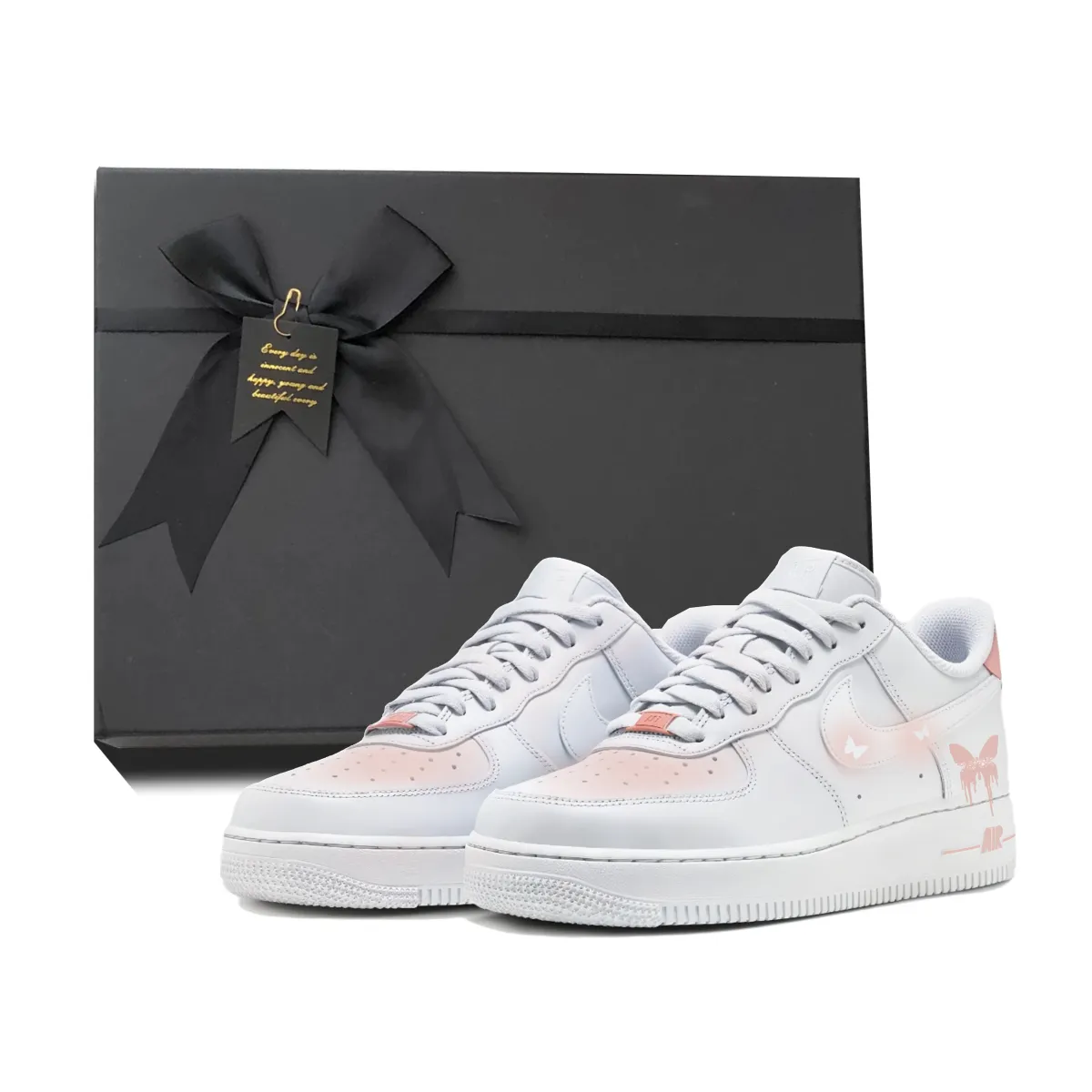 Nike Air Force 1 Slip Resistant Abrasion Resistant Balance Low top Skateboard Shoes Unisex White Pink