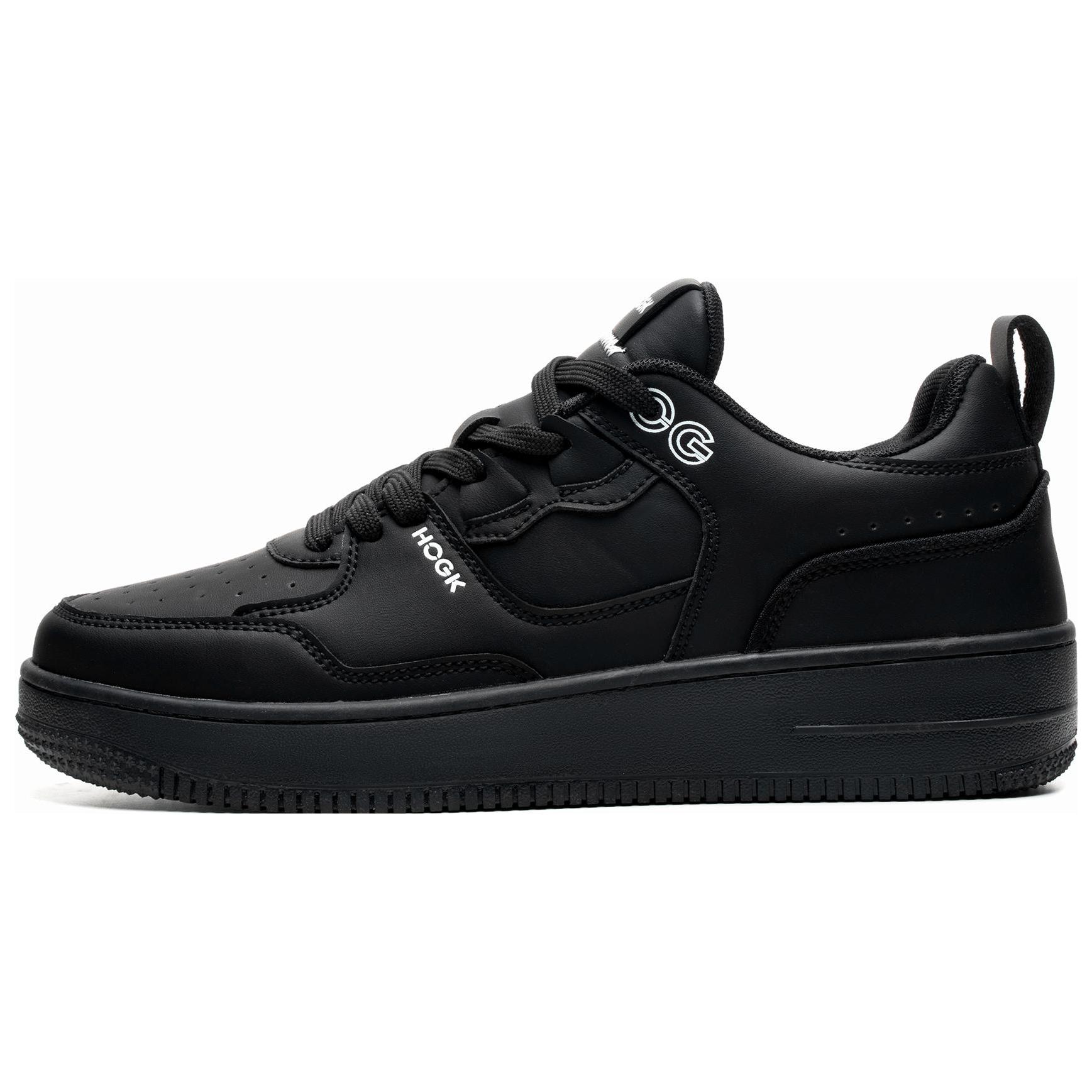 HOGK Microfiber Leather Low top Skateboard Shoes Unisex Black