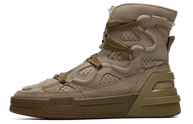 Lanvin x FILA Salto Nougat Fleece Lined, Casual High top Skateboard Shoes Men's Brown