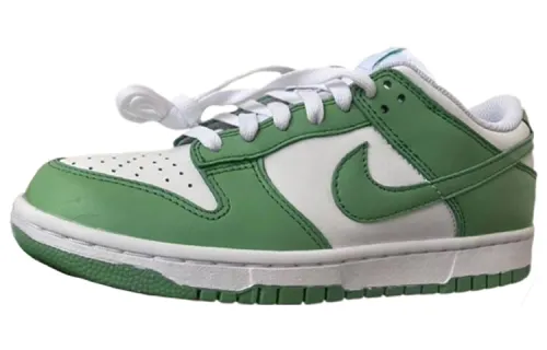 Nike Dunk Green Glow Synthetic Leather Coverage Slip Resistant Low top Skateboard Shoes Women's White Green