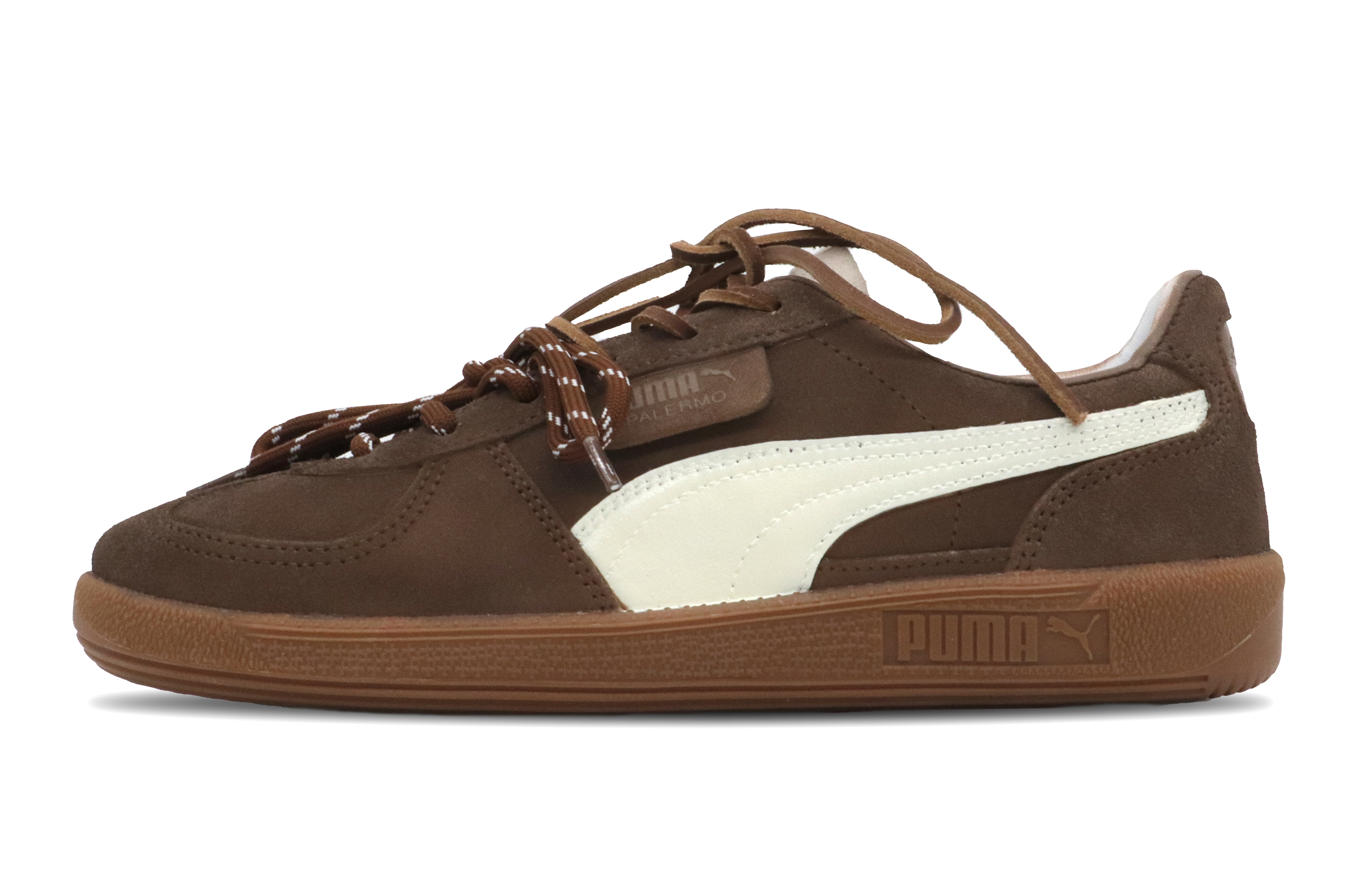PUMA Palermo Abrasion Resistant Low top Skateboard Shoes Unisex White Brown