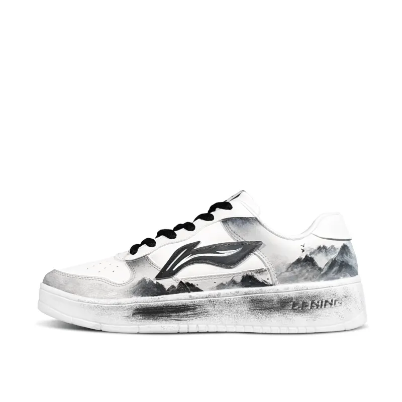 Li Ning Floating Boat Ink Rain Clouds Slip Resistant, Abrasion Resistant, Breathable Low top Skateboard Shoes Men's
