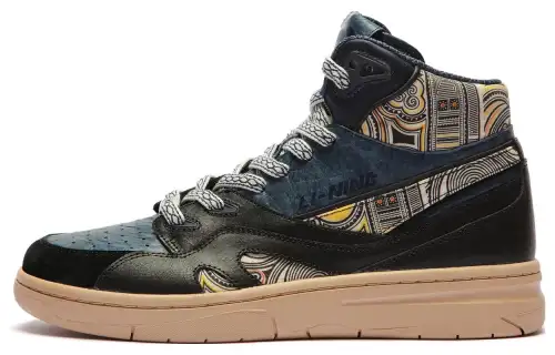 Li Ning Cushioning Slip Resistant High top Skateboard Shoes Women's Blue Black