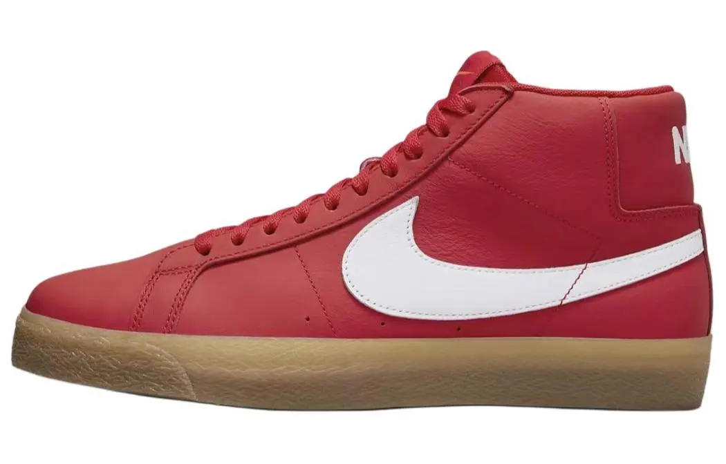 Nike Blazer MID Comfortable Versatile Slip-Resistant Durable High-Top Skate Shoes Men's Red