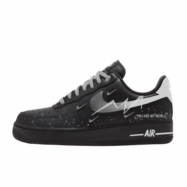 Nike Air Force 1 Abrasion Resistant Low top Skateboard Shoes Women's Black Gray