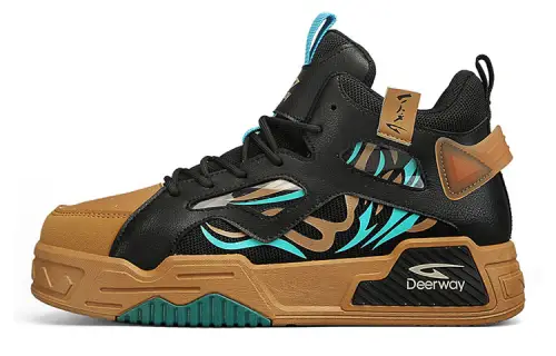 DEERWAY High top Skateboard Shoes Men's Yellow Brown Black