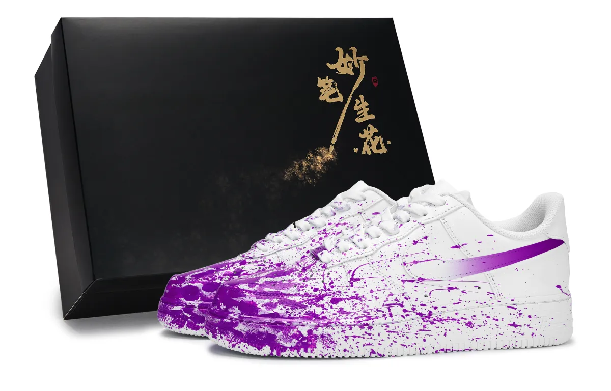 Nike Air Force 1 Abrasion Resistant Slip Resistant Low top Skateboard Shoes Unisex White Purple