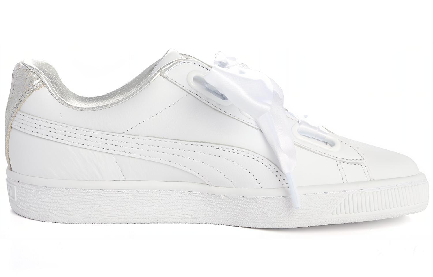 Женские кеды PUMA Suede Heart (бело-серебряные) — фото 2