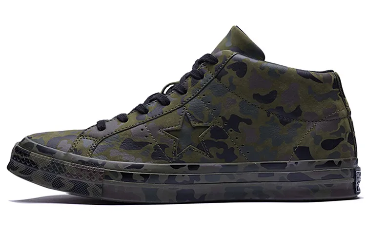 Converse One Star Retro Mid Tops Skateboarding Shoes Unisex Camouflage Green