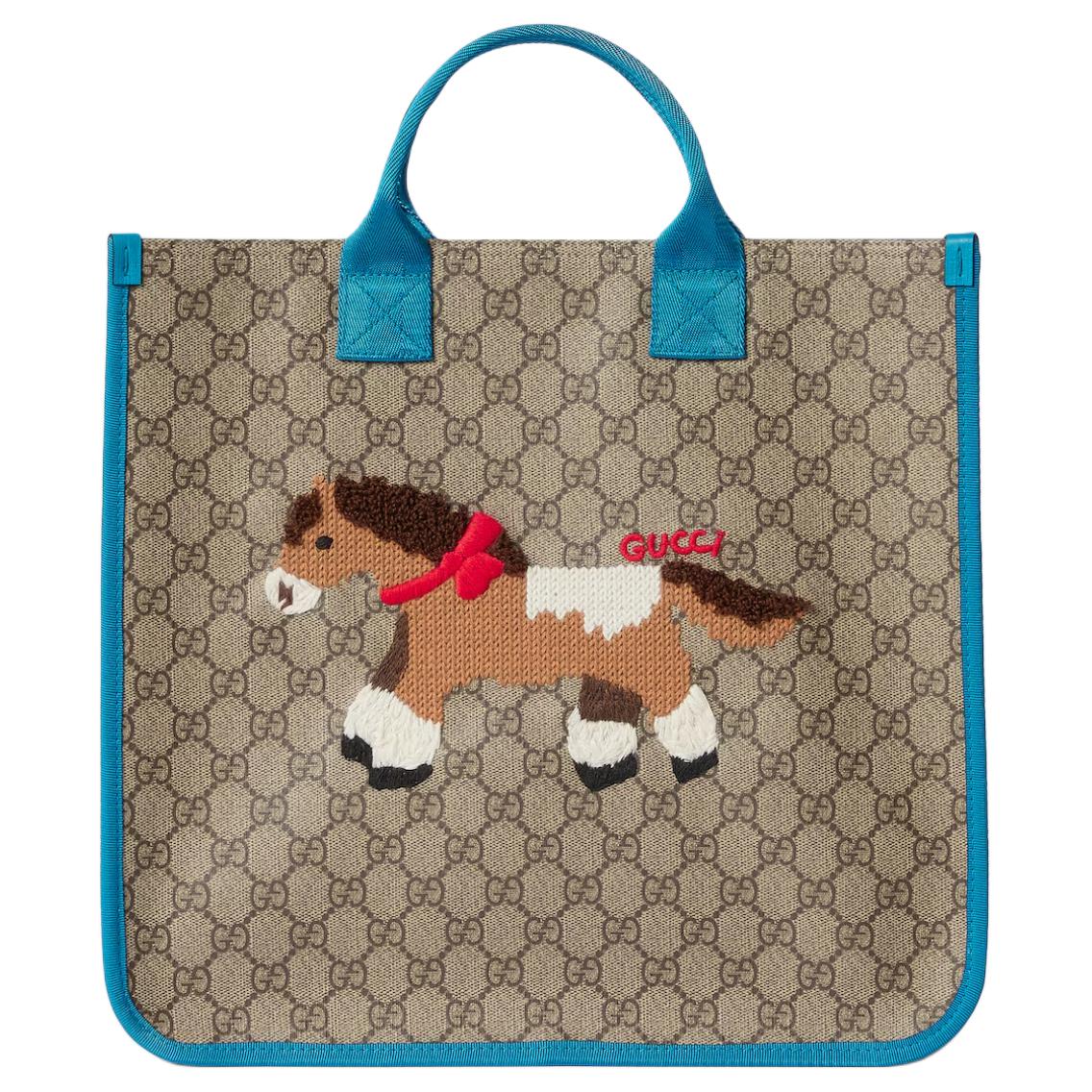 Детская сумка Gucci GG Supreme Tote (коричнево-синяя)