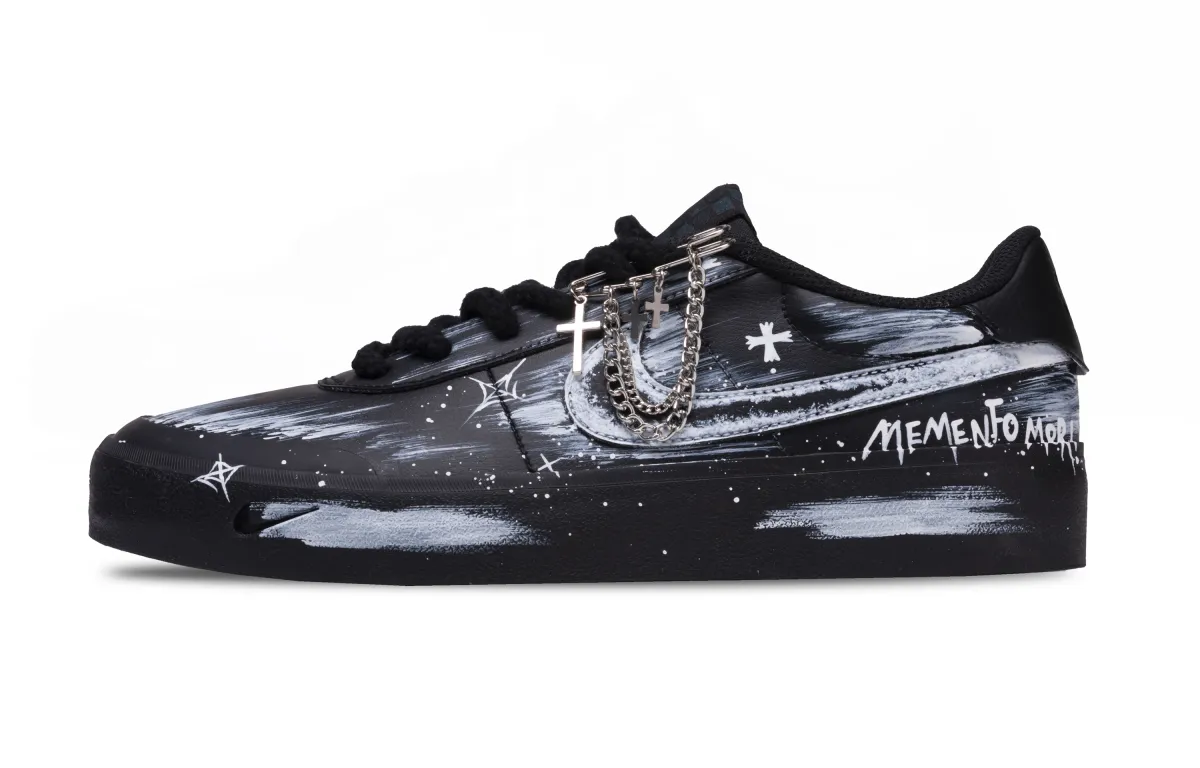 Nike Court Shot Middle Ages Slip Resistant Low top Skateboard Shoes Men's Black White