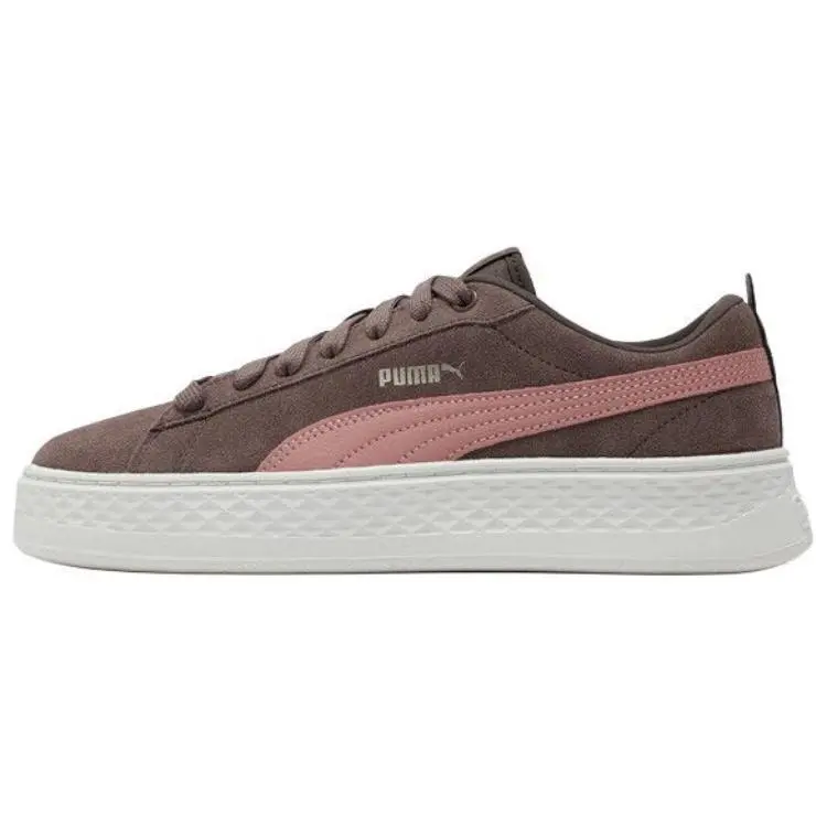 PUMA Smash Platform Low top Skateboard Shoes Women's Brown Pink