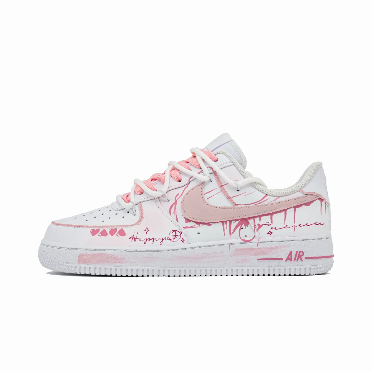 Nike Air Force 1 Heartbeat Loading Abrasion Resistant Low top Skateboard Shoes Unisex Pink
