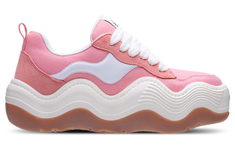 Heyday Triple Wavy Leather Slip Resistant, Abrasion Resistant, Lightweight Low top Skateboard Shoes Unisex Pink