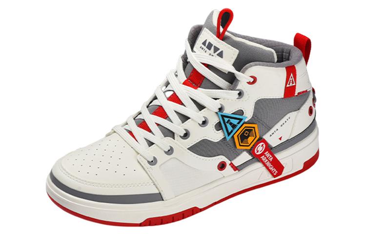 Arknights x Anta Slip Resistant Cushioning Abrasion Resistant High top Skateboard Shoes Women's White Red