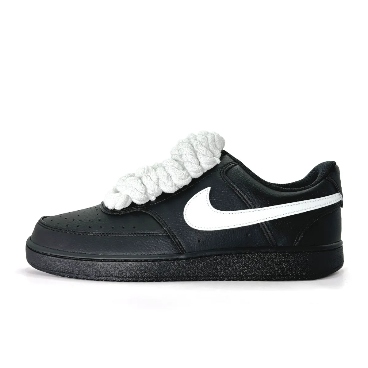 Nike Court Vision Low Slip Resistant Abrasion Resistant Low top Skateboard Shoes Unisex Black White