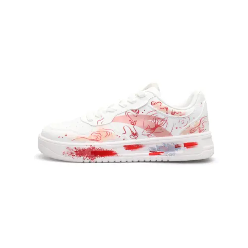Anta Slip Resistant Cushioning Abrasion Resistant Low top Skateboard Shoes Men's White Orange