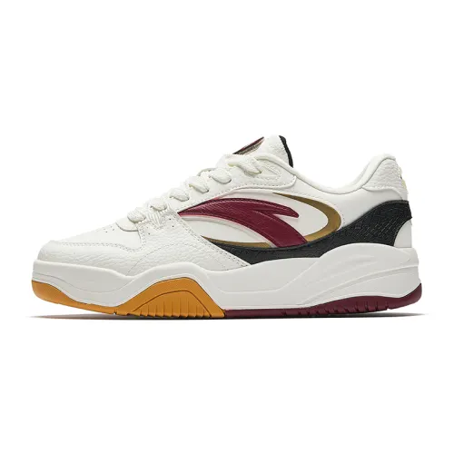 Anta Wave Shoe Slip Resistant Abrasion Resistant Cushioning Low top Skateboard Shoes Women's White Red Black