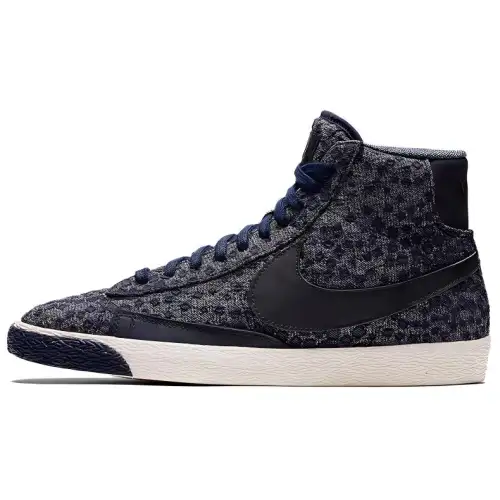 Nike Blazer Premium Slip Resistant Abrasion Resistant Mid top Skateboard Shoes Men's Blue Black