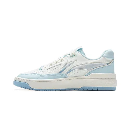 Li Ning Rising Stars Slip Resistant Abrasion Resistant Low top Skateboard Shoes Unisex White Blue