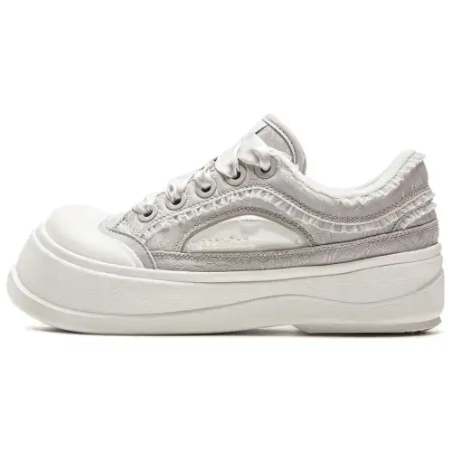 Li Ning Honey Slip Resistant Abrasion Resistant Low top Skateboard Shoes Women's White Gray