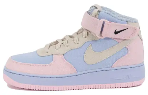 Nike Air Force 1 Slip Resistant Cushioning Abrasion Resistant Mid top Skateboard Shoes Women's Blue Pink