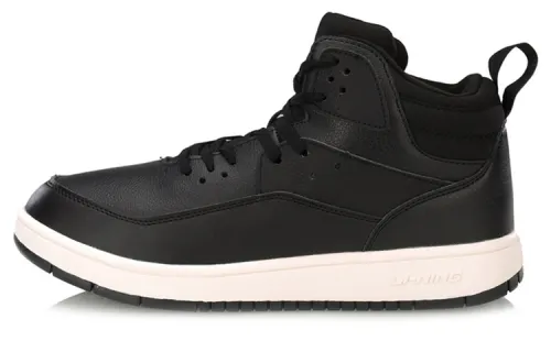 Li Ning Thermal Slip Resistant Lightweight Mid top Skateboard Shoes Unisex Black