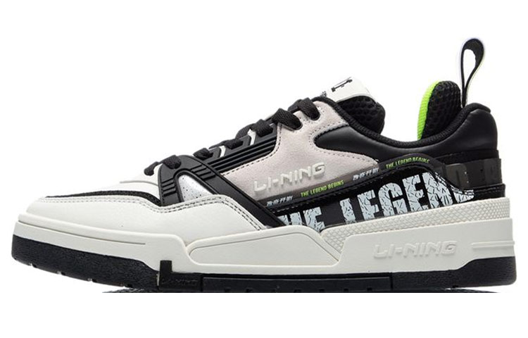LiNing Li Ning 001 BTC 1443204 Trendy and comfortable, wear-resistant and breathable, low-top sneakers, men's style, white and black