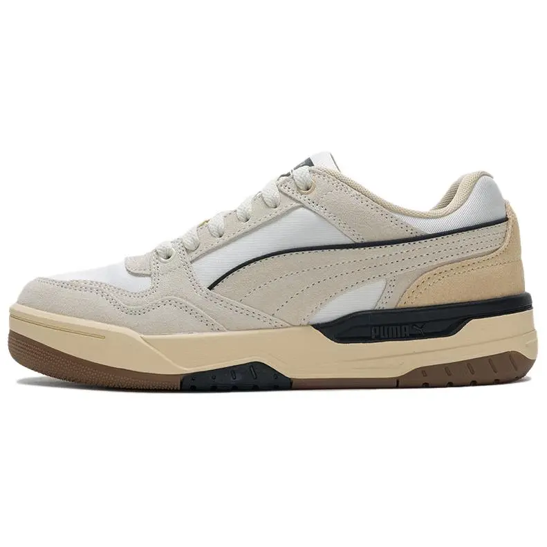 PUMA Rebound Retro Textile, Split Cow Leather Height Increasing Low top Skateboard Shoes Unisex Ecru