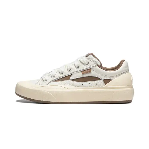 Li Ning Wave S70 Slip Resistant Abrasion Resistant Low top Skateboard Shoes Unisex Beige Brown
