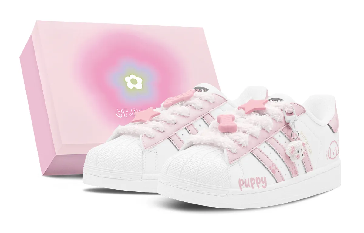 Adidas Originals SUPERSTAR Peach Puppy, Cute, Sweet Style, Girly Slip Resistant Abrasion Resistant Low top