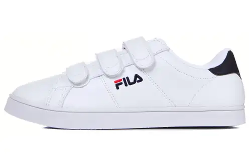 FILA Court Deluxe VC Synthetic Leather Low top Skateboard Shoes Unisex White Black Korean Style