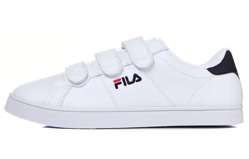 FILA Court Deluxe VC Synthetic Leather Low top Skateboard Shoes Unisex White Black Korean Style