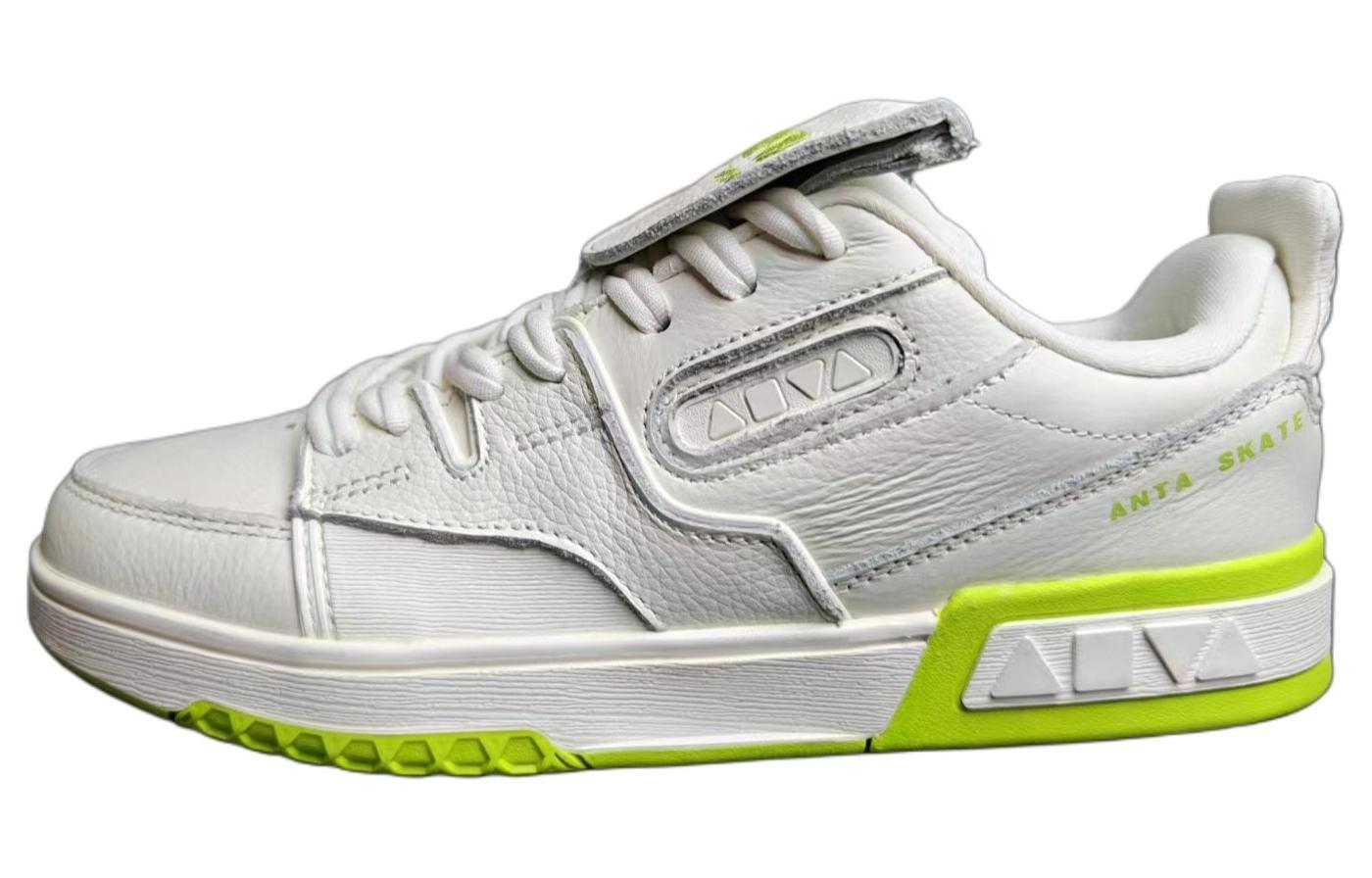 Anta AOYU Cushioning Abrasion Resistant Cushioning, Wear Resistant Low top Skateboard Shoes Unisex White Yellow