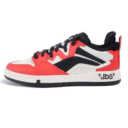 Li Ning Slip Resistant Cushioning Abrasion Resistant Low top Skateboard Shoes Men's White Red