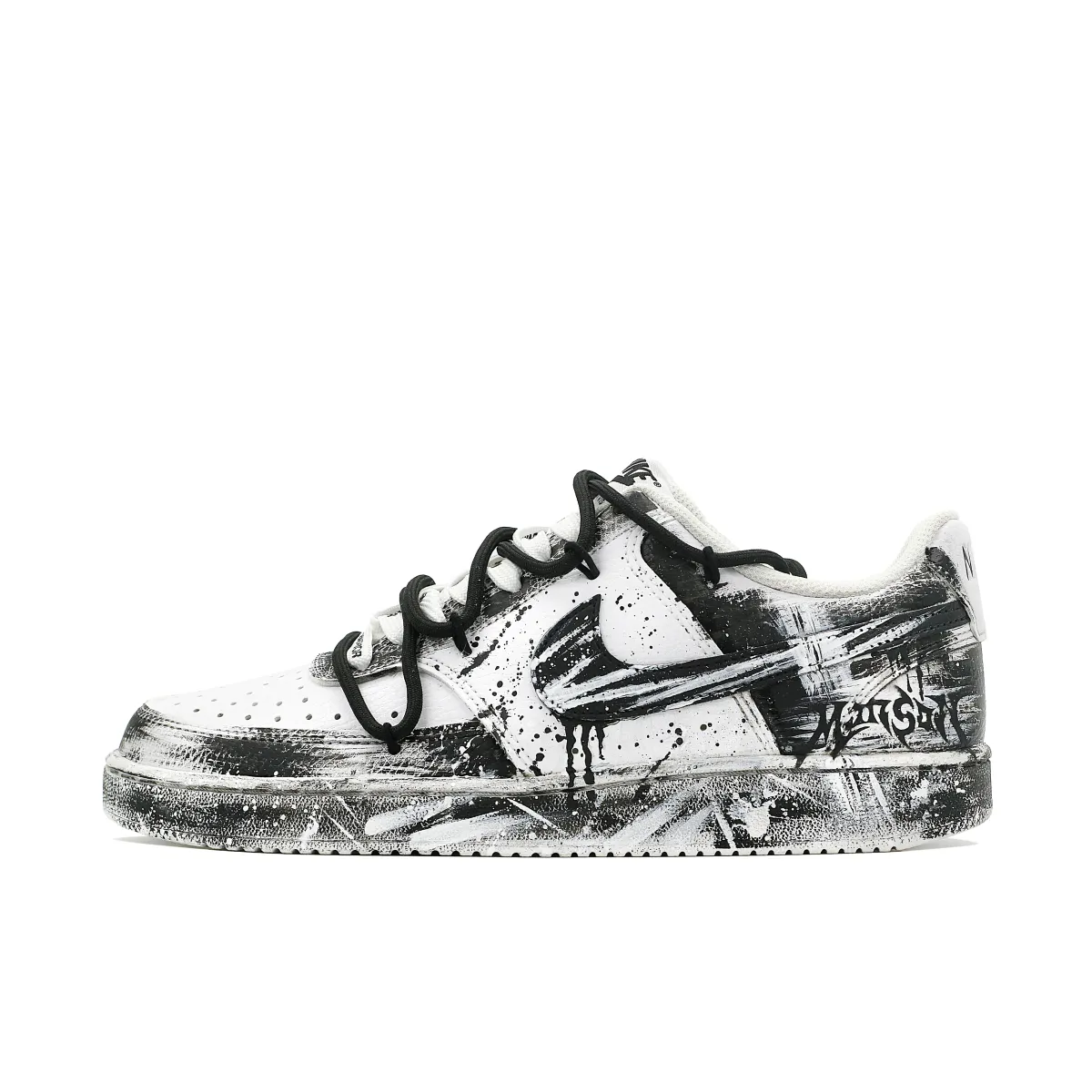 Nike Court Vision 1 Slip Resistant Abrasion Resistant Low top Skateboard Shoes Men's Black White