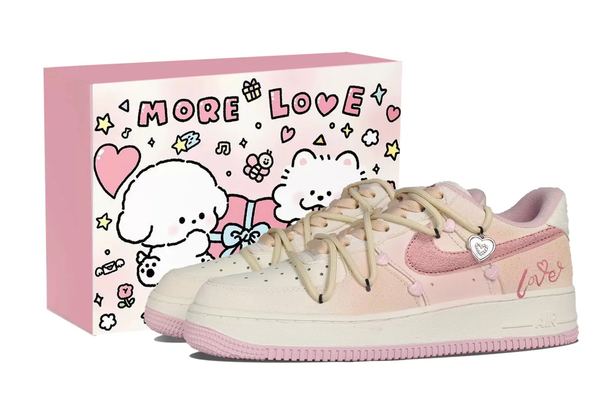 Nike Air Force 1 Pink Mist Love Letter Suede Abrasion Resistant Slip Resistant Low top Skateboard Shoes Women's Pink