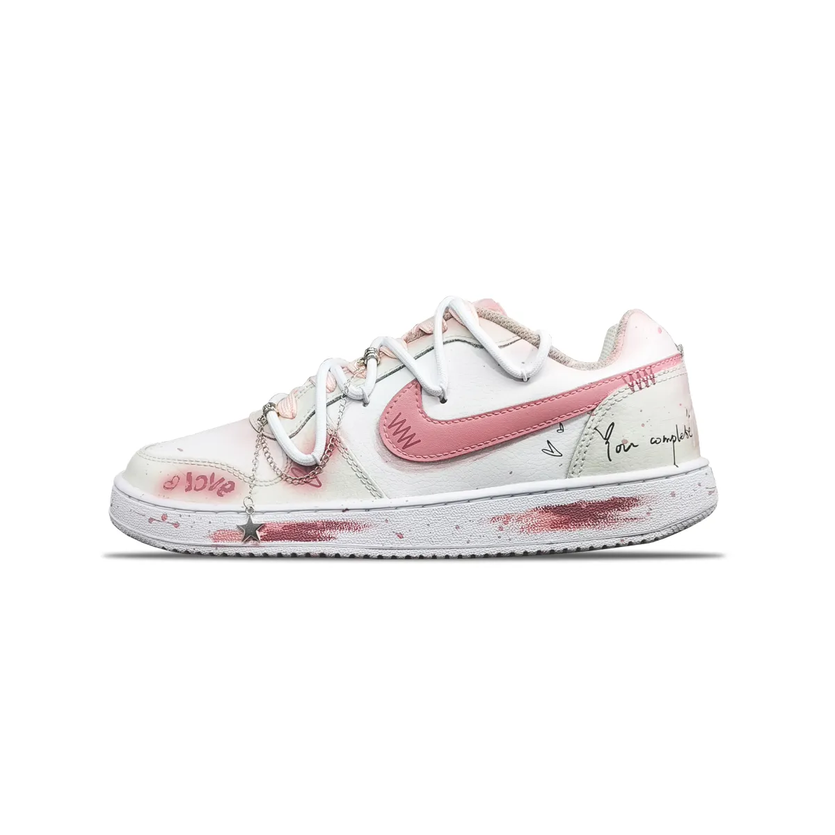 Nike EBERNON Tower Rabbit Leather Slip Resistant Cushioning Abrasion Resistant Low top Skateboard Shoes Men's Pink