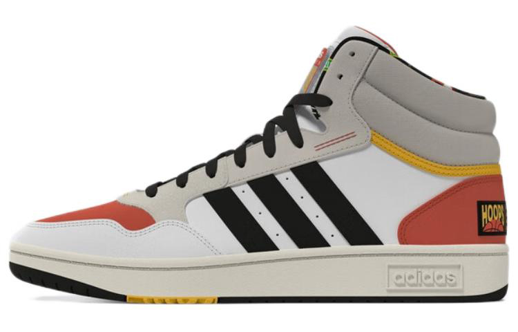 Кеды adidas Hoops 3.0 Mid (бело-серо-оранжевые)