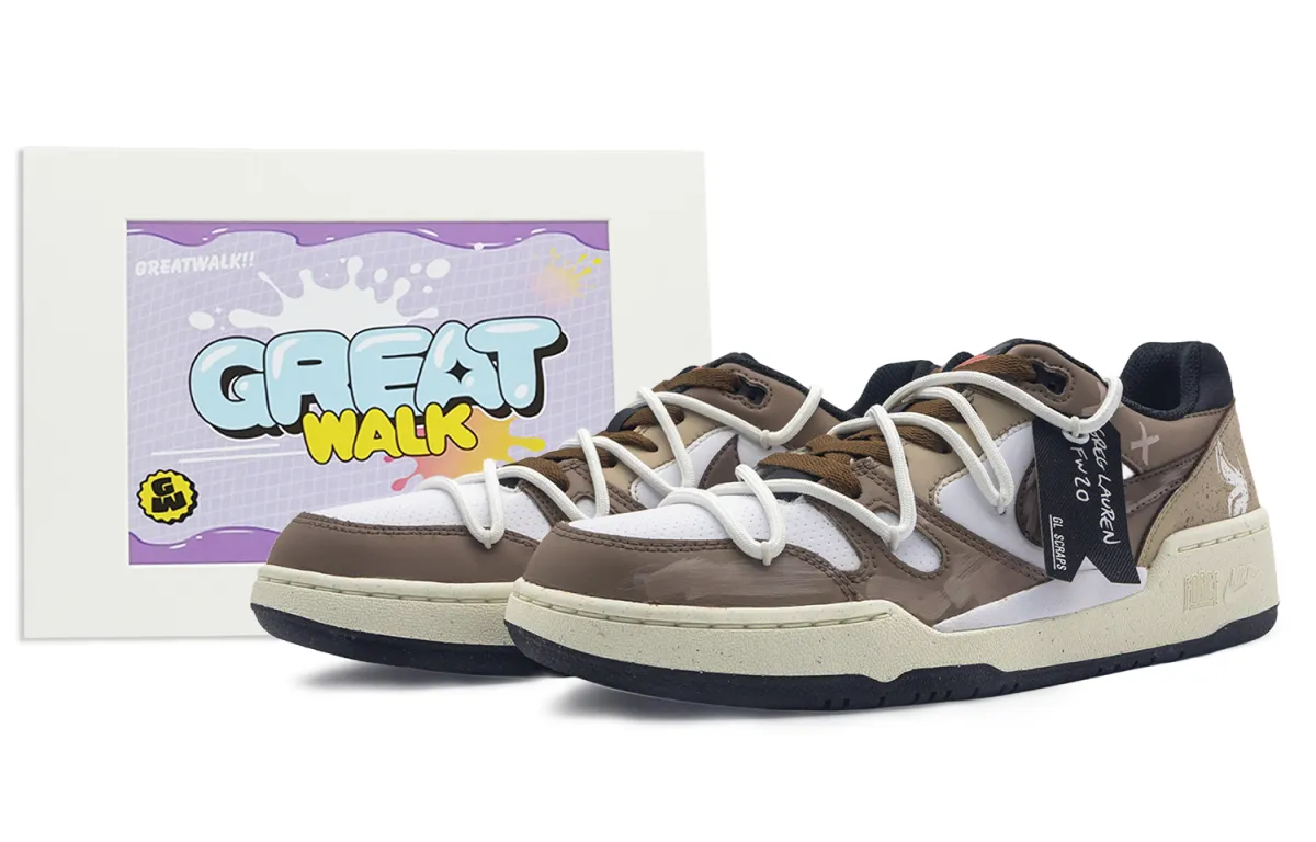 Nike Full Force Slip Resistant Low top Skateboard Shoes Men's Brown White